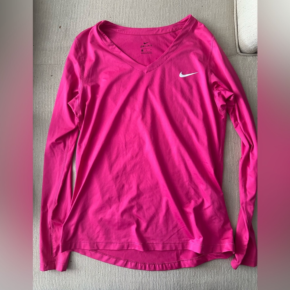 Nike Dri-Fit Women's Vivid Pink Long Sleeve Tee